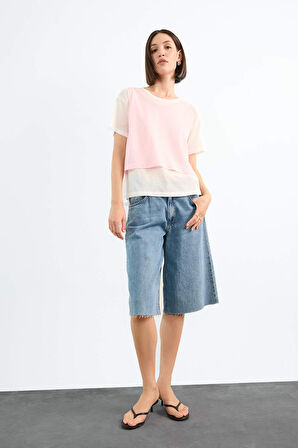 DeFacto 2'li Oversize Bol Kesim Kısa Kollu Tişört F8834AX25SMPN113