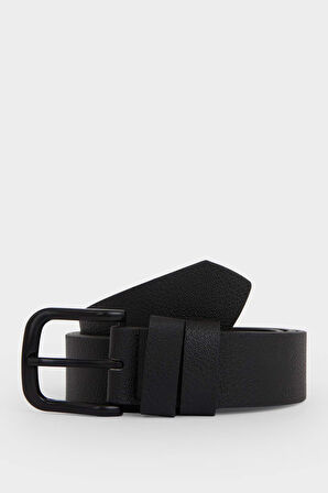 Erkek Dikdörtgen Toka Suni Deri Günlük Kemer