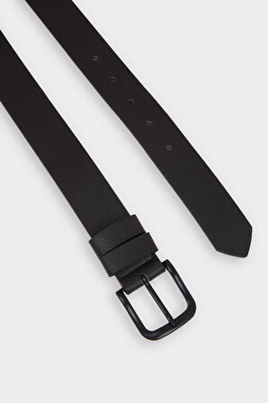 Erkek Dikdörtgen Toka Suni Deri Günlük Kemer