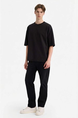 DeFacto Nefes Alabilen Loose Fit Tişört F8674AX26SPBK81