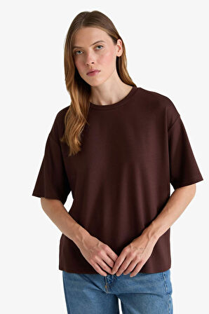 Relax Fit Bisiklet Yaka Basic Düz Kısa Kollu Tişört