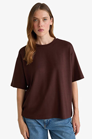 Relax Fit Bisiklet Yaka Basic Düz Kısa Kollu Tişört