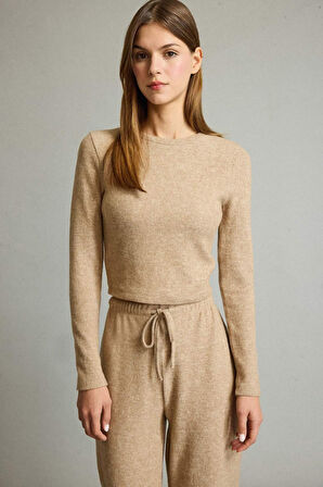 Bisiklet Yaka Uzun Kollu Tişört