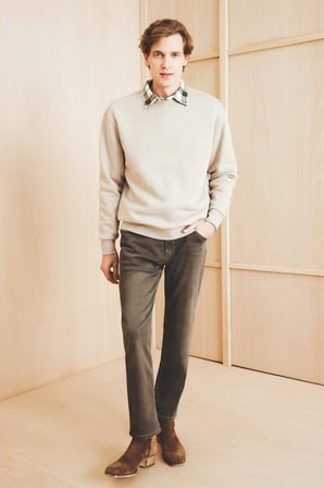 DeFacto Relax Fıt Bisiklet Yaka Kalın Kumaş Sweatshirt E9409AX25AUBG300