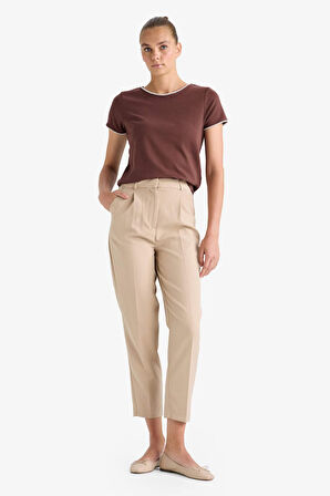 Regular Fit Bisiklet Yaka Ribana Kısa Kollu Tişört