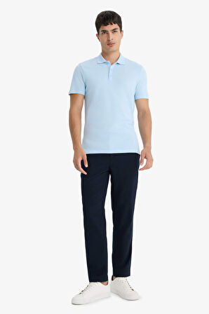 	Slim Fit Dar Kesim Polo Yaka Kısa Kollu Pamuklu Modal Karışımlı Basic Düz Tişört