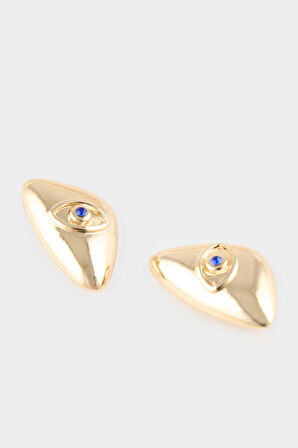 Kadın Nazar Temalı Gold Küpe