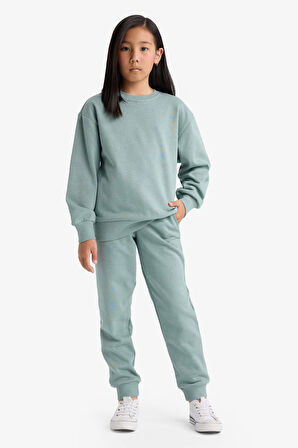 Kız Çocuk Standart Fit Basic Düz Beli Lastikli Jogger Eşofman Altı