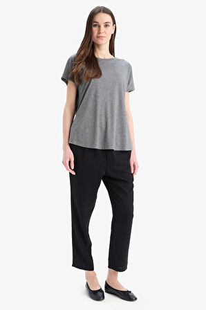  Bisiklet Yaka Basic Düz  Kısa Kollu Tişört