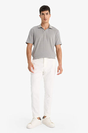 Triko Görünümlü Kısa Kollu Polo Tişört