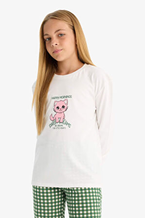 Kız Çocuk Regular Fit 2'li Pijama Takımı