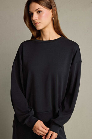 Bisiklet Yaka Modal Sweatshirt