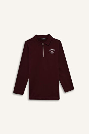 Regular Fit Polo Yaka Nakışlı Sweatshirt Kumaşı Sweatshirt Tunik