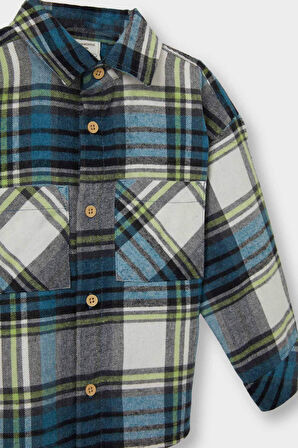 Erkek Bebek Ekose Desenli Flanel Uzun Kollu Gömlek