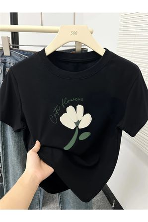 Unisex Cute Flowers Baskılı Tasarım Tshirt