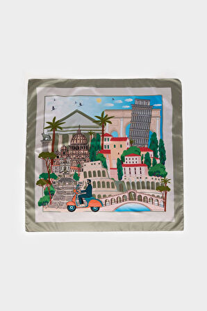 Kadın İtalya Temalı Fular