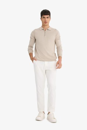 DeFacto Standart Fit Polo Yaka Yarım Fermuarlı Premium Triko Kazak D0621AX25AUBG684