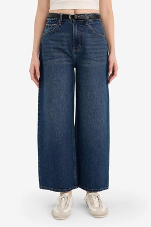 DeFacto Culotte Yüksek Bel Jean Kar Yıkamalı Pantolon G4935AX26SMNM28