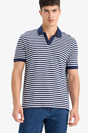 DeFacto Regular Fit Polo Yaka Kısa Kollu Çizgili Tişört E2620AX25SMNV135