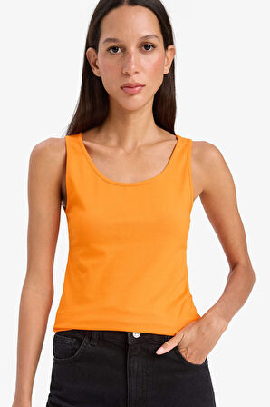 Slim Fit Dar Kesim Basic Düz Yuvarlak Yaka Atlet