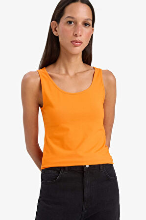 Slim Fit Dar Kesim Basic Düz Yuvarlak Yaka Atlet