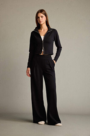 Yarım Balıkçı Yaka Modal Fermuarlı Sweatshirt