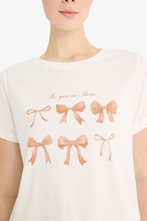 DeFacto Regular Fit Bisiklet Yaka Baskılı Penye Kısa Kollu Tişört F5689AX25SMER105