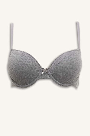 Bağcıklı Dantel Detaylı Dantel Kaplı Pedsiz Balenli Tişört Bra Fall in Love
