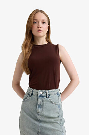 Regular Fit Yarım Biisklet Yaka Kolsuz Tunik