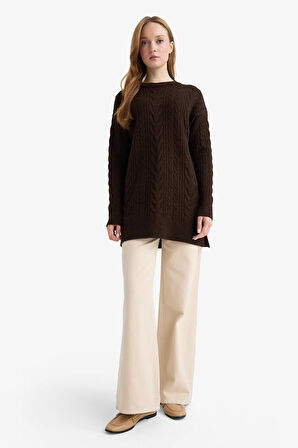 Relax Fit Bisiklet Yaka Triko Tunik