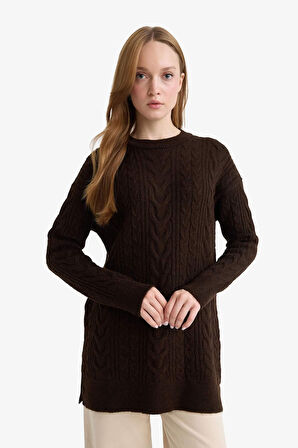 Relax Fit Bisiklet Yaka Triko Tunik