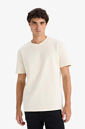 Regular Fit Bisiklet Yaka Baskılı Kısa Kollu Kısa Kollu Tişört