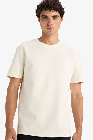 Regular Fit Bisiklet Yaka Baskılı Kısa Kollu Kısa Kollu Tişört