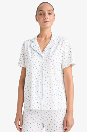 Pijama Takımı Regular Fit Desenli Kısa Kollu Üst Uzun Alt-Fall in Love