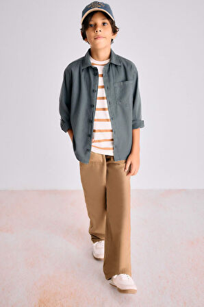 Erkek Çocuk Loose Fit Standart Paça Gabardin Pantolon