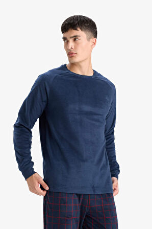 Pijama Takımı Polar Uzun Kollu Üst Kareli Uzun Alt