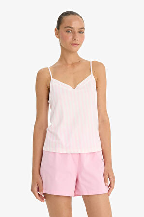 Regular Fit V Yaka Askılı Üst-Fall in Love