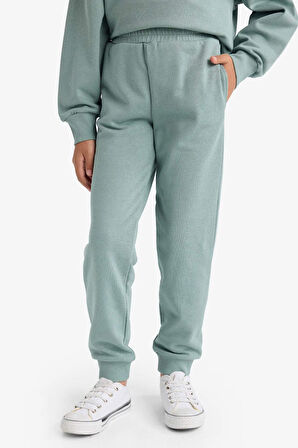 Kız Çocuk Standart Fit Basic Düz Beli Lastikli Jogger Eşofman Altı