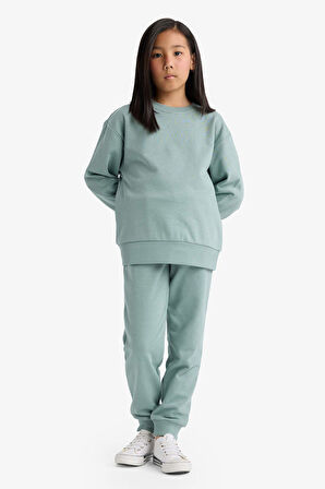 Kız Çocuk Standart Fit Basic Düz Beli Lastikli Jogger Eşofman Altı