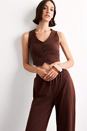 Fitted Düğmeli Yelek