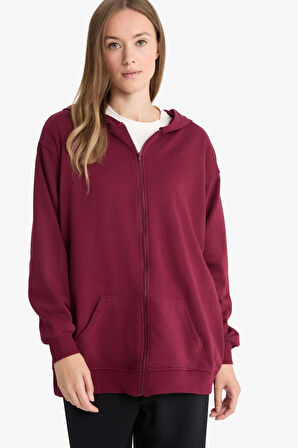 Regular Fit Kapüşonlu İçi Yumuşak Tüylü Kalın Fermuarlı Sweatshirt