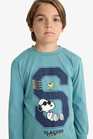 Erkek Çocuk Snoopy Pijama Takımı Uzun Kollu Üst Uzun Alt