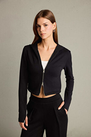 Kapüşonlu Modal Hırka