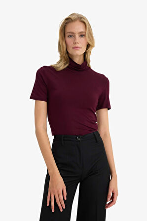 Slim Fit Dar Kesim Balıkçı Yaka Kısa Kollu Tişört