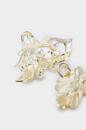 Kadın 2'li İnci Detaylı Mandal Toka