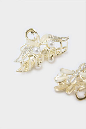 Kadın 2'li İnci Detaylı Mandal Toka