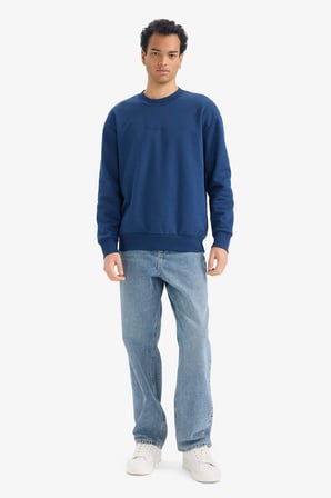 DeFacto Boxy Fit Bisiklet Yaka İçi Yumuşak Tüylü Baskılı Sweatshirt X8282AZ25AUIN270