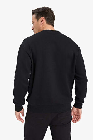 Relax Fit Bisiklet Yaka Kalın İçi Yumuşak Tüylü Basic Düz Sweatshirt