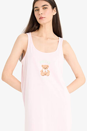 DeFacto Regular Fit U Yaka Baskılı Askılı Gecelik-Fall in Love F3140AX25SMPN648