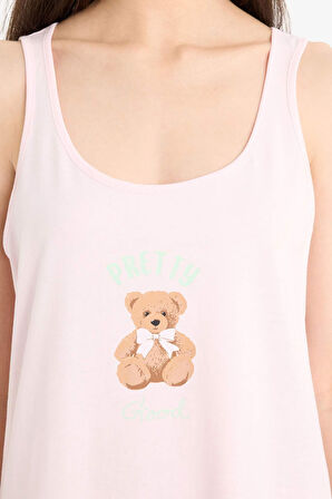 DeFacto Regular Fit U Yaka Baskılı Askılı Gecelik-Fall in Love F3140AX25SMPN648